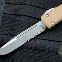 Microtech Ultratech Single Edge OTF Knife Tan G-10 Top Apocalyptic Finished Part Serrated Blade 121-11 APGTTAS