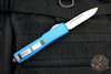 Microtech Ultratech OTF Knife- Single Edge- Blue Handle- Stonewash Part Serrated Blade 121-11 BL