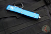 Microtech Ultratech OTF Knife- Single Edge- Blue Handle- Stonewash Part Serrated Blade 121-11 BL