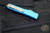 Microtech Ultratech OTF Knife- Single Edge- Blue Handle- Bronze Apocalyptic Blade 121-13 APBL