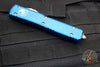 Microtech Ultratech OTF Knife- Single Edge- Blue Handle- Bronzed Blade 121-13 BL