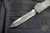 Microtech Ultratech OTF Knife- Single Edge- Olive Camo Handle- Olive Camo Finished Part Serrated Blade 121-2 OCS