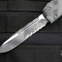 Microtech Ultratech OTF Knife- Single Edge- Urban Camo Handle- Urban Camo Finished Part Serrated Blade 121-2 UCS