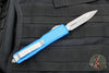 Microtech Ultratech OTF Knife- Double Edge- Blue Handle- Apocalyptic Finished Blade 122-10 APBL
