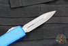 Microtech Ultratech OTF Knife- Double Edge- Blue Handle- Apocalyptic Finished Blade 122-10 APBL