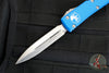 Microtech Ultratech OTF Knife- Double Edge- Blue Handle- Stonewash Plain Edge blade 122-10 BL