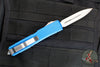 Microtech Ultratech OTF Knife- Double Edge- Blue Handle- Stonewash Plain Edge blade 122-10 BL