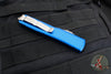 Microtech Ultratech OTF Knife- Double Edge- Blue Handle- Stonewash Plain Edge blade 122-10 BL