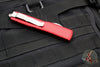 Microtech Ultratech OTF Knife- Double Edge- Red Handle- Apocalyptic Full Serrated Blade 122-12 APRD