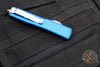 Microtech Ultratech OTF Knife- Double Edge- Blue Handle- Full Serrated Stonewash Blade 122-12 BL