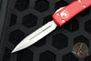 Microtech Ultratech OTF Knife- Double Edge- Red Handle with Full Serrated Stonewash Blade 122-12 RD