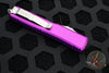 Microtech Ultratech OTF Knife- Double Edge- Violet Handle with Full Serrated Stonewash Blade 122-12 VI