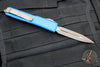 Microtech Ultratech OTF Knife- Double Edge- Blue Handle- Bronzed Apocalyptic Blade and Hardware 122-13 APBL