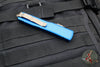 Microtech Ultratech OTF Knife- Double Edge- Blue Handle- Bronzed Apocalyptic Blade and Hardware 122-13 APBL
