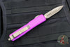 Microtech Ultratech OTF Knife- Double Edge- Violet Handle- Bronzed Apocalyptic Blade and Hardware 122-13 APVI