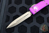 Microtech Ultratech OTF Knife- Double Edge- Violet Handle- Bronzed Blade 122-13 VI