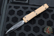 Microtech Ultratech Tan G-10 Double Edge OTF Knife Black Blade 122-1 GTTA