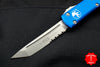 Microtech Ultratech OTF Knife- Tanto Edge- Blue Handle- Stonewash Part Serrated Blade 123-11 BL