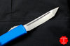 Microtech Ultratech OTF Knife- Tanto Edge- Blue Handle- Stonewash Part Serrated Blade 123-11 BL