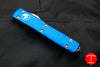 Microtech Ultratech OTF Knife- Tanto Edge- Blue Handle- Stonewash Part Serrated Blade 123-11 BL