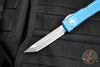 Microtech Ultratech OTF Knife- Tanto Edge- Distressed Blue Handle- Stonewash Full Serrated Blade 123-12 DBL