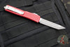 Microtech Ultratech OTF Knife- Tanto Edge- Distressed Red Handle- Stonewash Full Serrated Blade 123-12 DRD