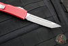 Microtech Ultratech OTF Knife- Tanto Edge- Distressed Red Handle- Stonewash Full Serrated Blade 123-12 DRD
