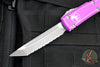 Microtech Ultratech OTF Knife- Tanto Edge- Distressed Violet Handle- Stonewash Full Serrated Blade 123-12 DVI