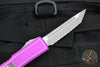 Microtech Ultratech OTF Knife- Tanto Edge- Distressed Violet Handle- Stonewash Full Serrated Blade 123-12 DVI