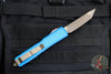 Microtech Ultratech OTF Knife- Tanto Edge- Blue Handle- Bronzed Apocalyptic Blade 123-13 APBL
