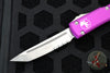 Microtech Ultratech OTF Knife- Tanto Edge-Violet Handle With Part Serrated Satin Blade 123-5 VI