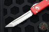 Microtech Ultratech OTF Knife- Tanto Edge- Red Handle With Satin Full Serrated Blade 123-6 RD
