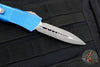 Microtech Troodon OTF Knife- Double Edge- Distressed Blue Handle- Apocalyptic Blade 138-10 DBL