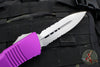 Microtech Combat Troodon OTF Knife- Double Edge- Violet Handle- Part Serrated Stonewash Blade 142-11 VI