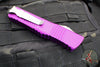 Microtech Combat Troodon OTF Knife- Double Edge- Violet Handle- Part Serrated Stonewash Blade 142-11 VI