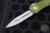 Microtech Combat Troodon OTF Knife- Double Edge- OD Green Handle- Part Serrated Stonewash Blade 142-11 OD