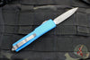 Microtech UTX-70 OTF Knife- Double Edge- Blue Handle- Apocalyptic Blade 147-10 APBL