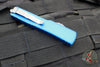 Microtech UTX-70 OTF Knife- Double Edge- Blue Handle- Apocalyptic Blade 147-10 APBL