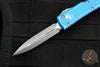 Microtech UTX-70 OTF Knife- Double Edge- Distressed Blue Handle- Apocalyptic Blade 147-10 DBL