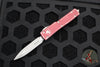 Microtech UTX-70 OTF Knife- Double Edge- Distressed Merlot Red Handle- Apocalyptic Blade 147-10 DMR