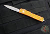 Microtech UTX-70 OTF Knife- Double Edge- Distressed Orange Handle- Apocalyptic Blade 147-10 DOR