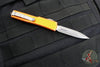 Microtech UTX-70 OTF Knife- Double Edge- Distressed Orange Handle- Apocalyptic Blade 147-10 DOR