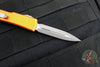 Microtech UTX-70 OTF Knife- Double Edge- Distressed Orange Handle- Apocalyptic Blade 147-10 DOR