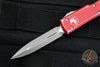 Microtech UTX-70 OTF Knife- Double Edge- Distressed Red Handle- Apocalyptic Blade 147-10 DRD