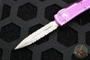 Microtech UTX-70 OTF Knife- Double Edge- Distressed Violet Handle- Double Full Serrated Apocalyptic Blade 147-D12 DVI