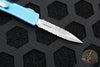 Microtech UTX-70 OTF Knife- Double Edge- Distressed Blue Handle- Double Full Serrated Apocalyptic Blade 147-D12 DBL