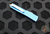 Microtech UTX-70 OTF Knife- Double Edge- Distressed Blue Handle- Double Full Serrated Apocalyptic Blade 147-D12 DBL
