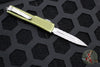 Microtech UTX-70 OTF Knife- Double Edge- Distressed OD Green Handle- Double Full Serrated Apocalyptic Blade 147-D12 DOD