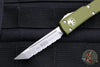 Microtech UTX-70 OTF Knife- Tanto Edge- OD Handle Handle- Stonewash Full Serrated Blade 149-12 OD