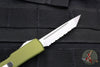Microtech UTX-70 OTF Knife- Tanto Edge- OD Handle Handle- Stonewash Full Serrated Blade 149-12 OD